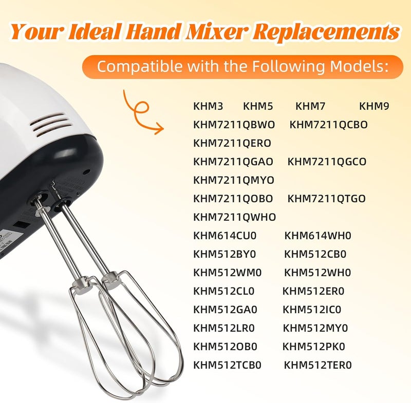 AUGHOA Hand Mixer Beaters for Kitchenaid, W10490648 Beaters Attachments Compatible with KitchenAid Hand Mixer KHM2B AP5644233 PS4082859 - Image 2
